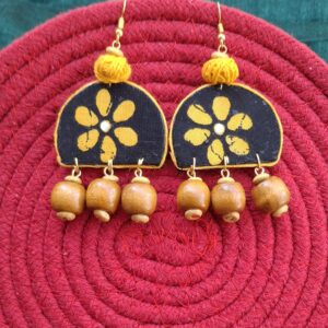 golden bloom fabric dangle earrings
