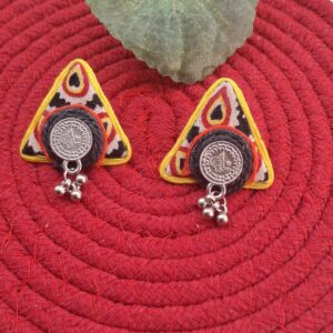 rustic triangle coin charm earrings