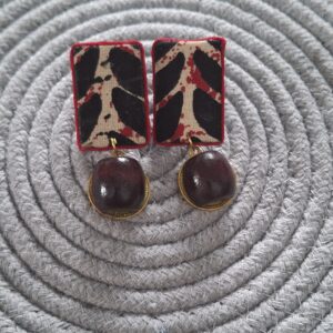 rustic leaf fabric drop earrings