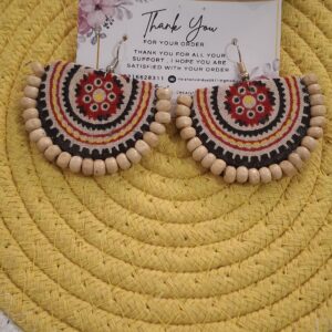 boho mandala fabric statement earrings