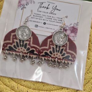 vintage coin fabric drop earrings