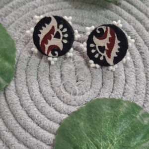 elegant kalamkari fabric stud earrings