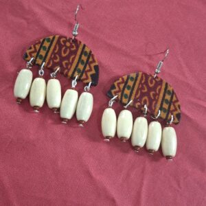 rustic tribal fabric drop earrings