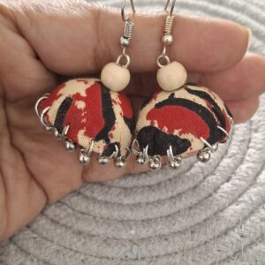 rustic ajrakh dome jhumka earrings