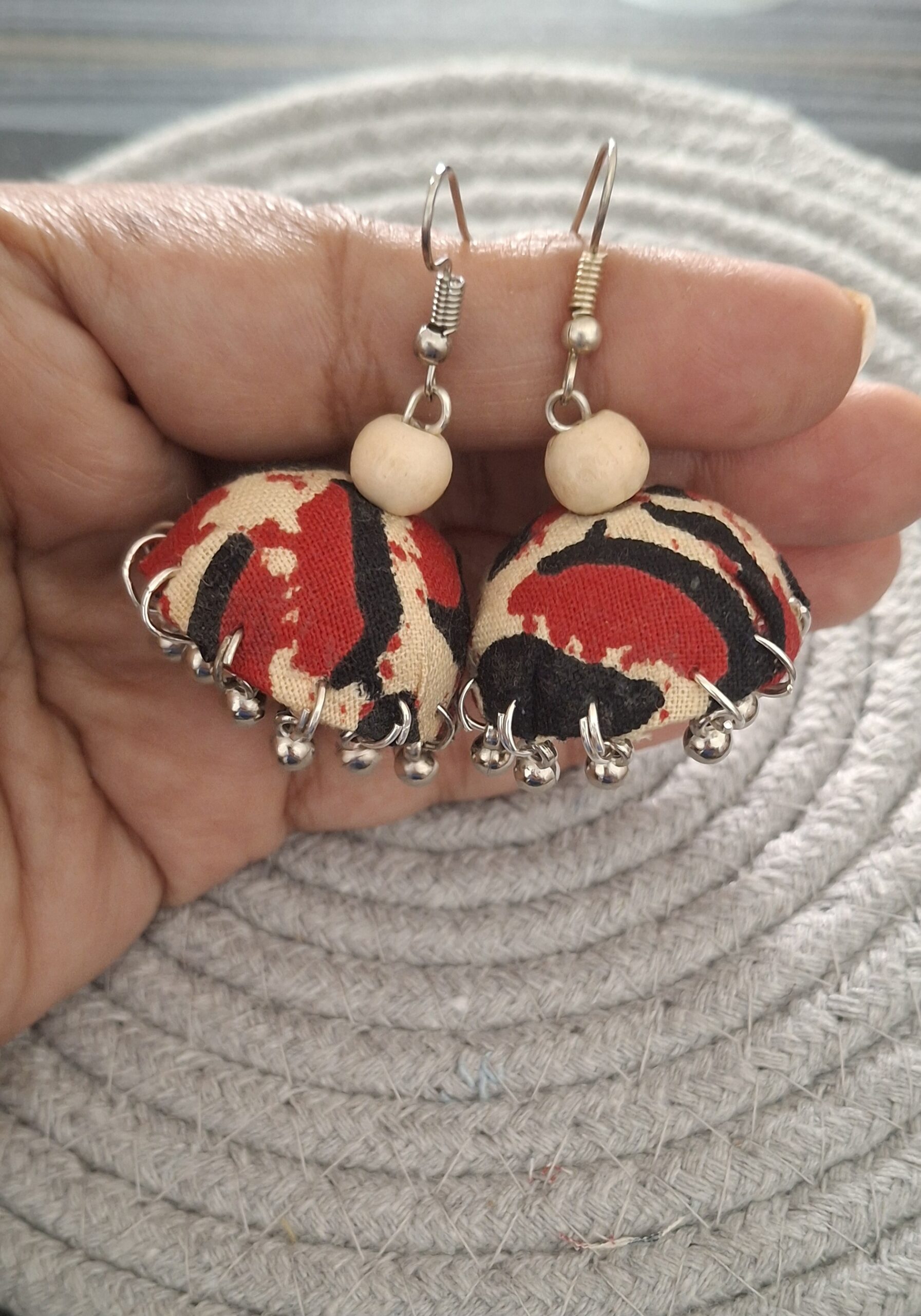rustic ajrakh dome jhumka earrings rustic ajrakh dome jhumka earrings