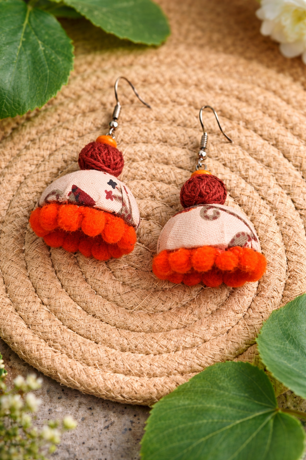 rustic pom pom dome jhumka earrings rustic pom pom dome jhumka earrings