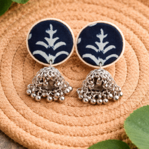 Indigo Bloom Jhumka Stud Earrings