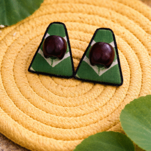 forest ajrakh triangle stud earrings