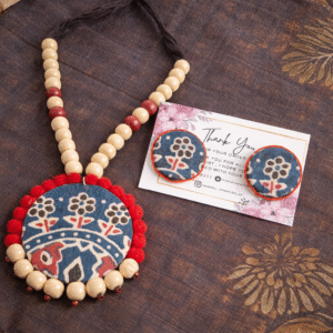 indigo bloom fabric jewelry set